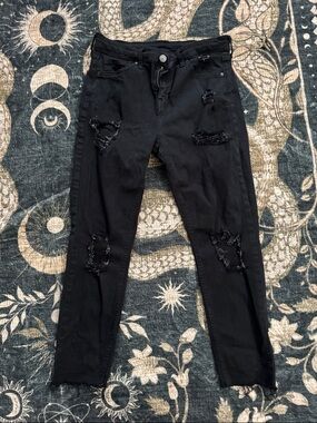 Topshop Black Distressed Skinny Jeans